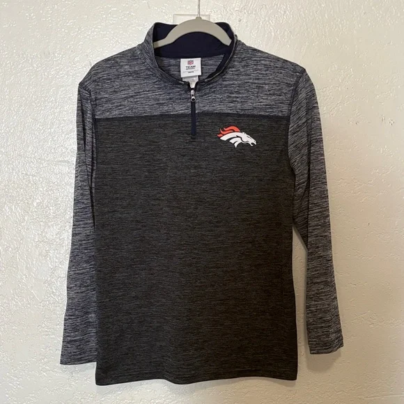 🏔️🐴NFL Denver Broncos Youth Dark Gray Quarter-Zip Jersey XL 14-16 - Picture 1 of 5
